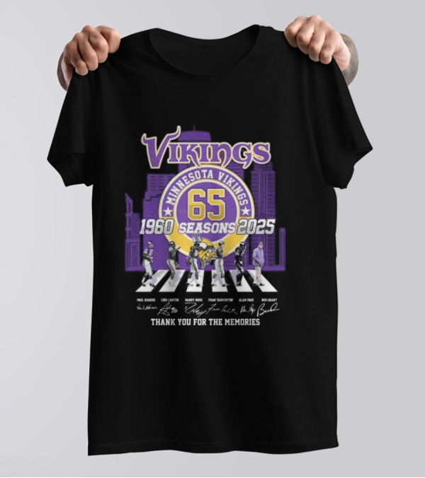 Minnesota Vikings 65 Seasons 1960-2025 Thank You For The Memories Signatures T-Shirt