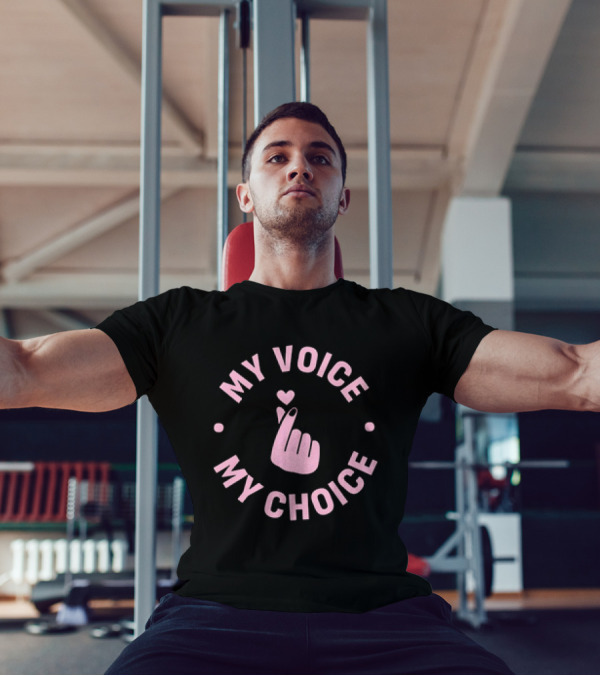 My Voice My Choice Pink Finger Heart Gesture T-Shirt