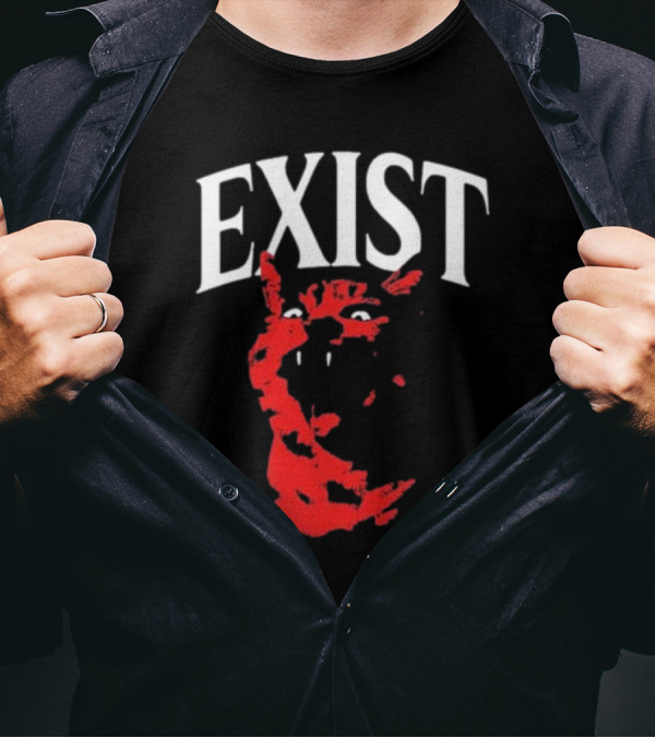 Mynameistuv Exist Red Cat Face T-Shirt