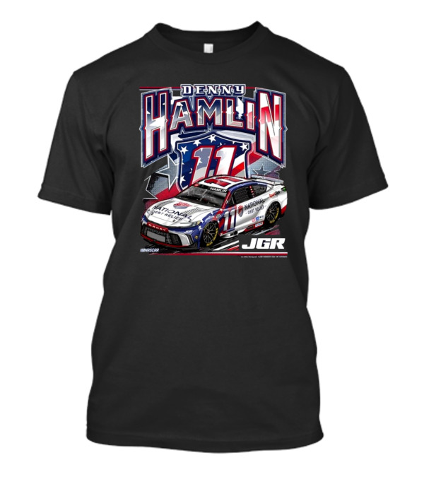 NASCAR Denny Hamlin JGR National Debt Relief Car 2025 American Flag 11 T-Shirt