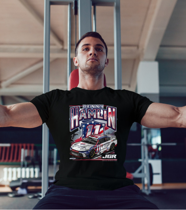 NASCAR Denny Hamlin JGR National Debt Relief Car 2025 American Flag 11 T-Shirt