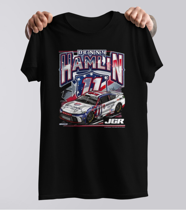 NASCAR Denny Hamlin JGR National Debt Relief Car 2025 American Flag 11 T-Shirt