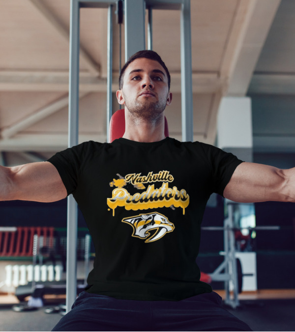 Nashville Predators Bubbly Script Ice Hockey Team Logo T-Shirt