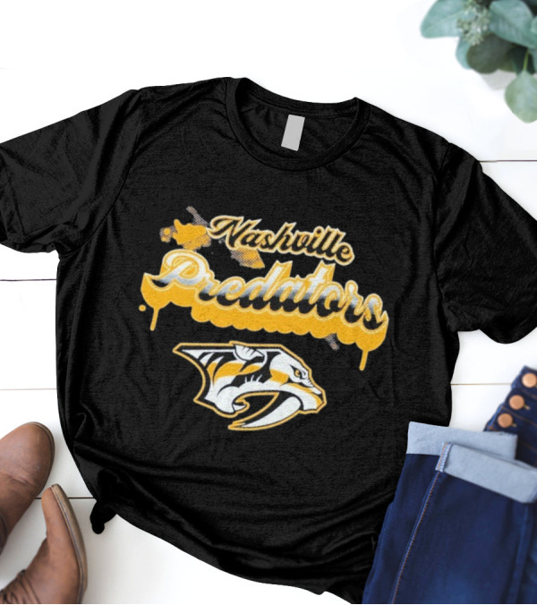 Nashville Predators Bubbly Script Ice Hockey Team Logo T-Shirt
