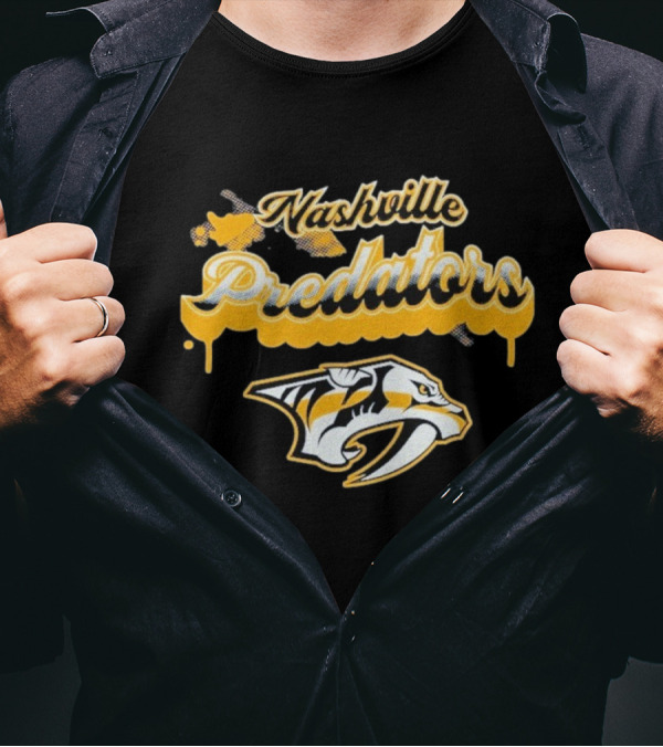 Nashville Predators Bubbly Script Ice Hockey Team Logo T-Shirt