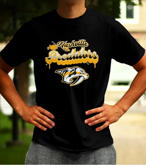 Nashville Predators Bubbly Script Ice Hockey Team Logo T-Shirt