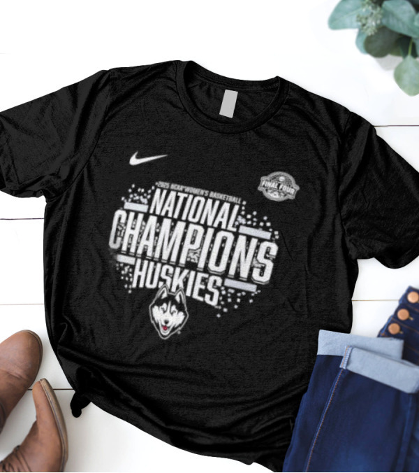National Champions UConn Huskies 2025 NCAA Women's Basketball Nike Iconic Design T-Shirt