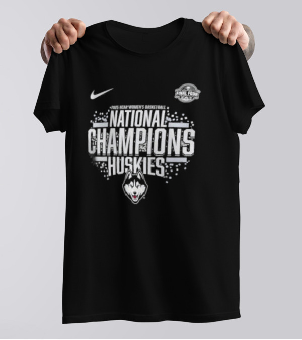 National Champions UConn Huskies 2025 NCAA Women's Basketball Nike Iconic Design T-Shirt