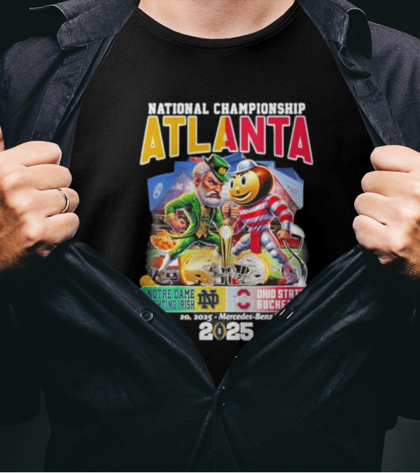 National Championship Atlanta 2025 Notre Dame Fighting Irish Vs Ohio State Buckeyes Mercedes-Benz Stadium T-Shirt