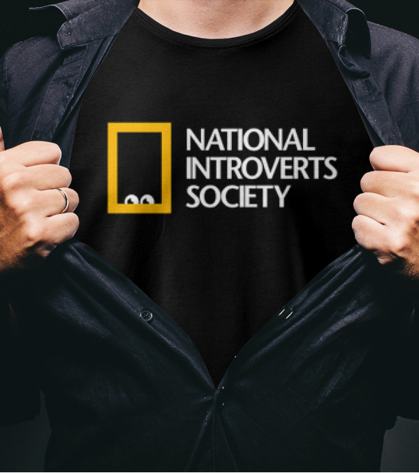 National Introverts Society Humor Featuring Iconic Yellow Frame And Peeking Eyes T-Shirt