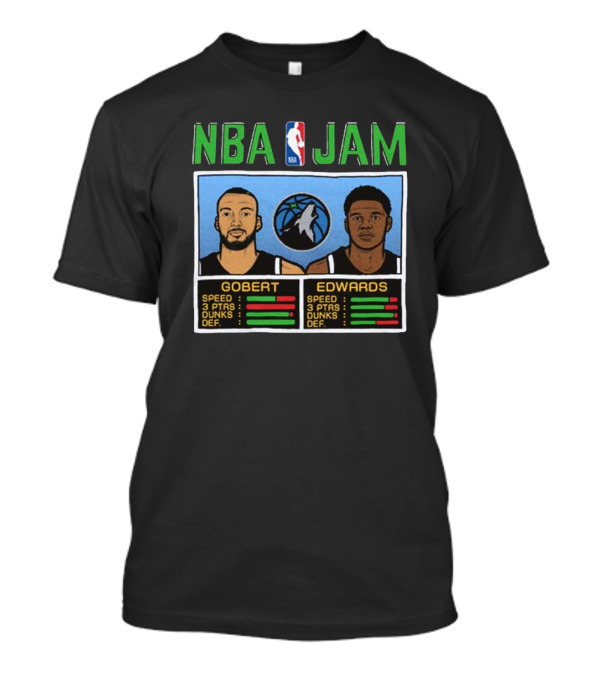 NBA Jam Timberwolves Gobert Edwards Speed Stats Dunk T-Shirt