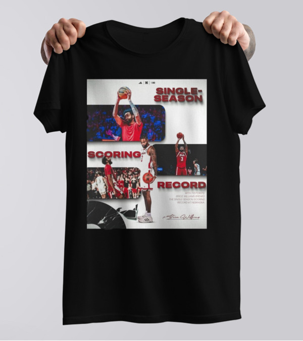 Nebraska Cornhuskers Brice Williams Single-Season Scoring Record 713 Points Signature T-Shirt