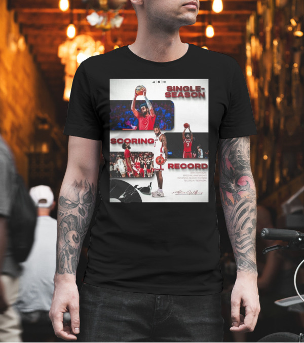 Nebraska Cornhuskers Brice Williams Single-Season Scoring Record 713 Points Signature T-Shirt