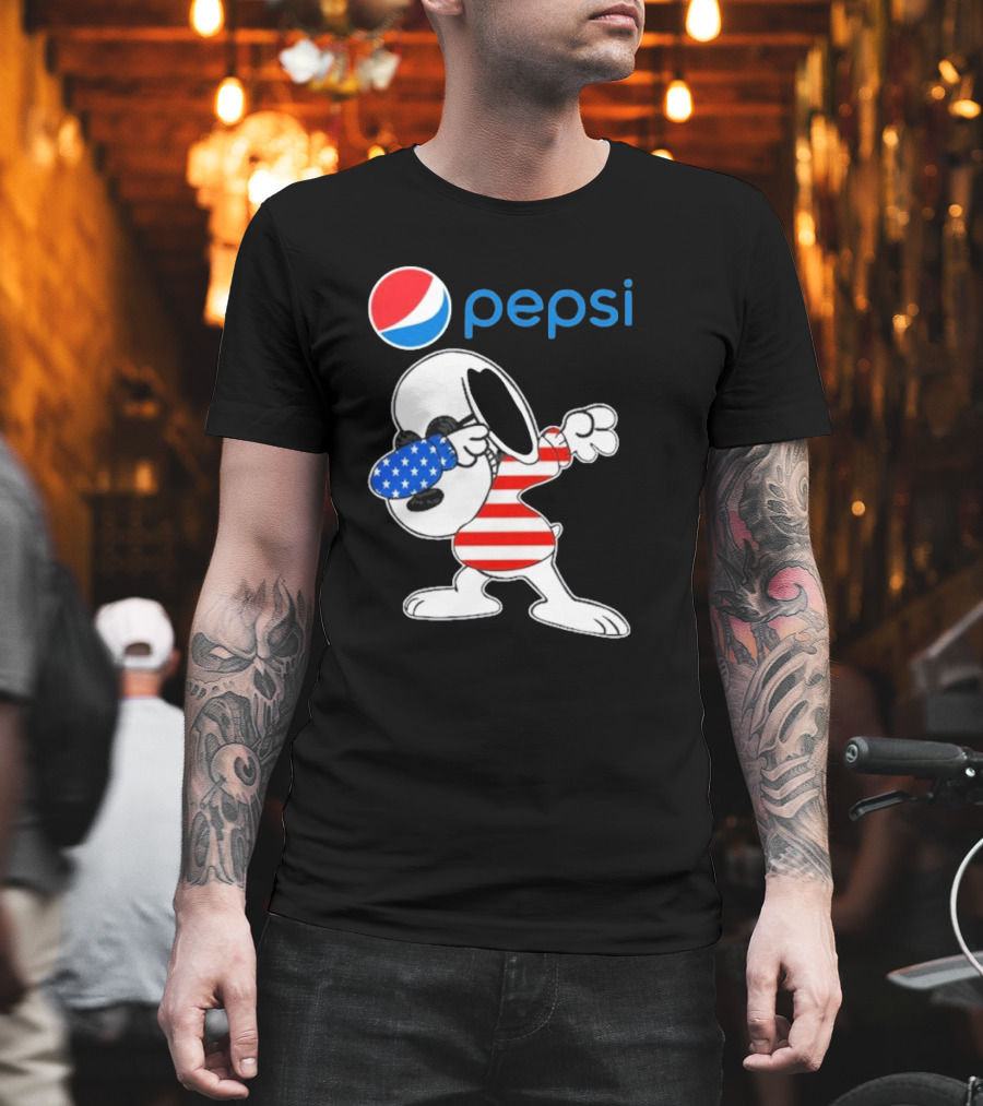 Pepsi Snoopy Dabbing American Flag USA T-Shirt
