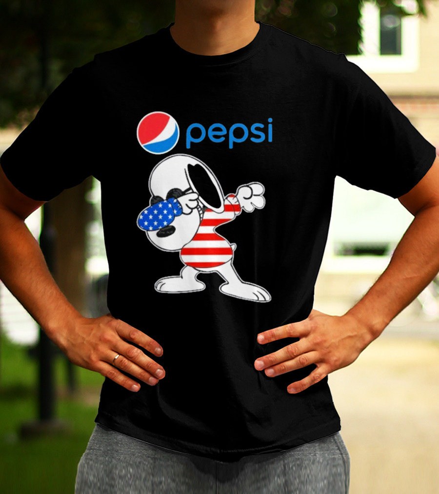 Pepsi Snoopy Dabbing American Flag USA T-Shirt