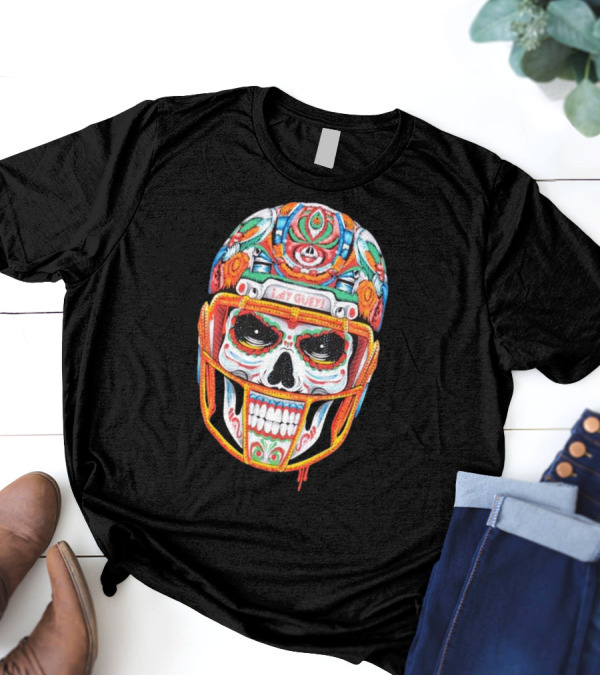 Primera De 10 ¡Ay Güey! Colorful Skull Football Helmet T-Shirt
