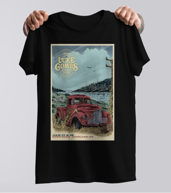 Luke Combs 2025 Australasia New Zealand Tour Auckland Eden Park Jan 17-18 Event T-Shirt