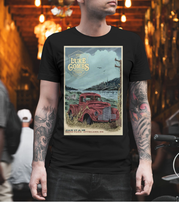 Luke Combs 2025 Australasia New Zealand Tour Auckland Eden Park Jan 17-18 Event T-Shirt
