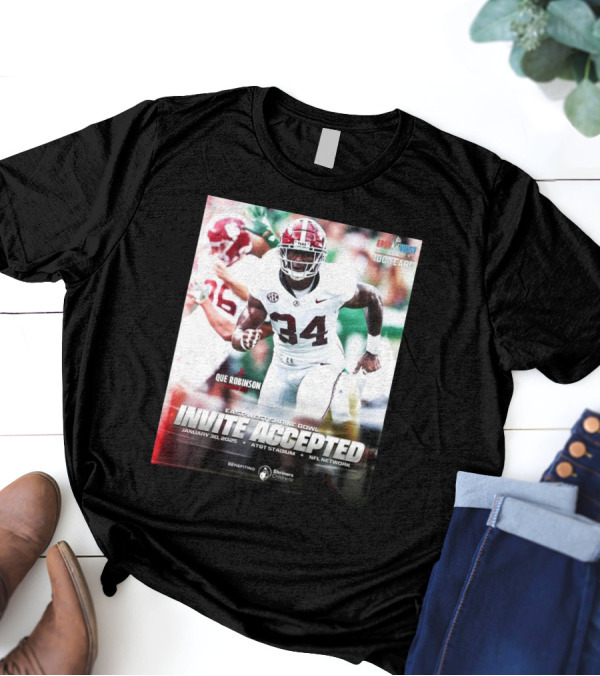 Que Robinson East-West Shrine Bowl Invite Accepted Alabama Crimson Tide January 30 2025 AT&T Stadium NFL Network Benefiting Shriners Children's T-Shirt