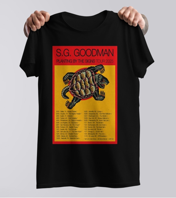 S.G. Goodman 2025 Tour Planting By The Signs Dallas TX Kessler Theater Turtle Artwork T-Shirt