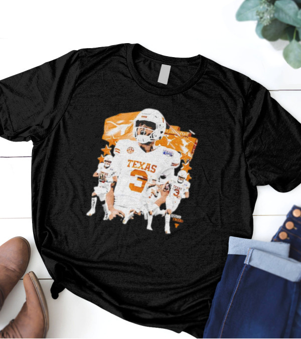 Quinn Ewers Texas Longhorns Football 3 90s Style SEC Champion T-Shirt