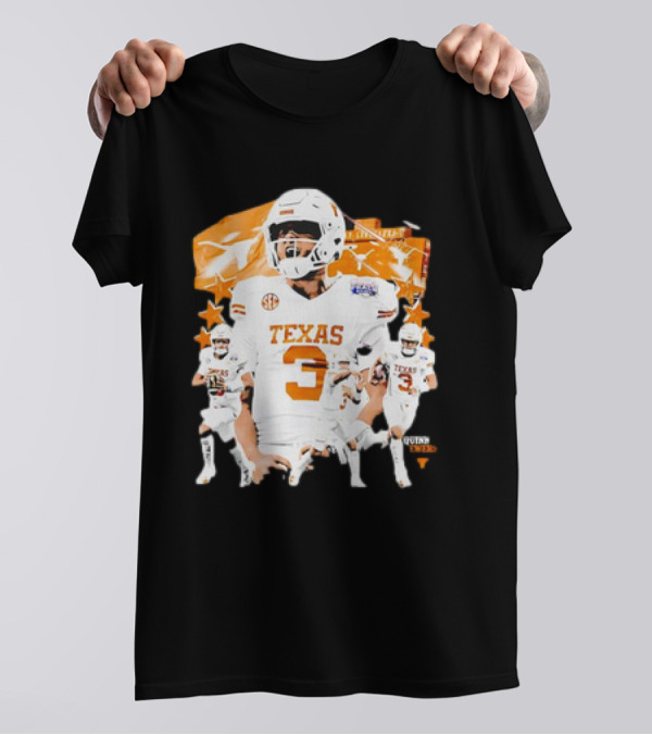 Quinn Ewers Texas Longhorns Football 3 90s Style SEC Champion T-Shirt