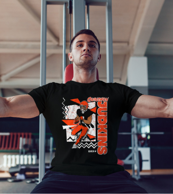 Quinshon Judkins Football 90s Style Bold Zigzag Pattern T-Shirt