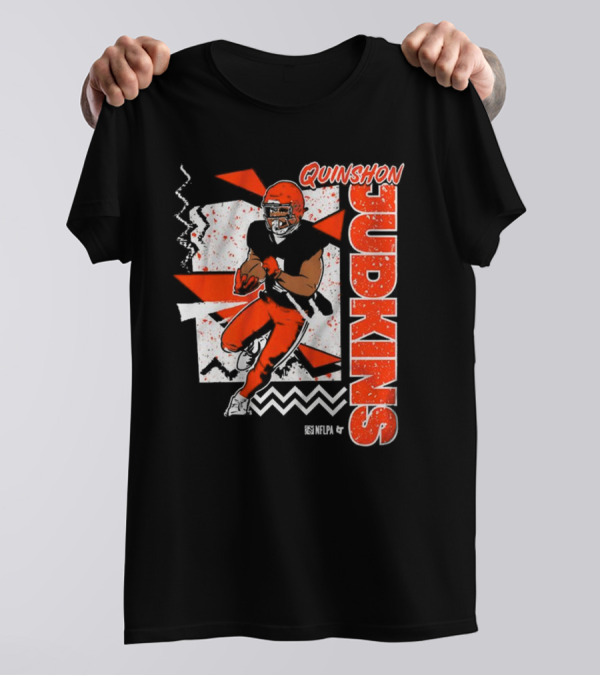 Quinshon Judkins Football 90s Style Bold Zigzag Pattern T-Shirt