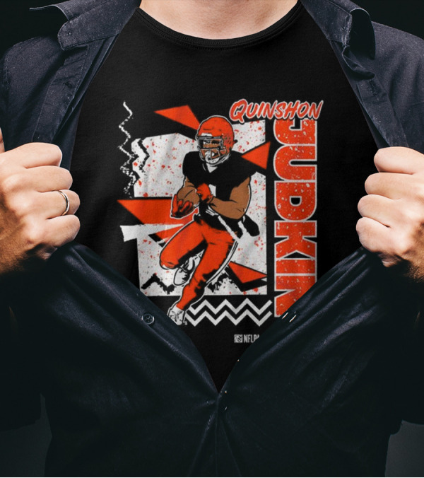 Quinshon Judkins Football 90s Style Bold Zigzag Pattern T-Shirt