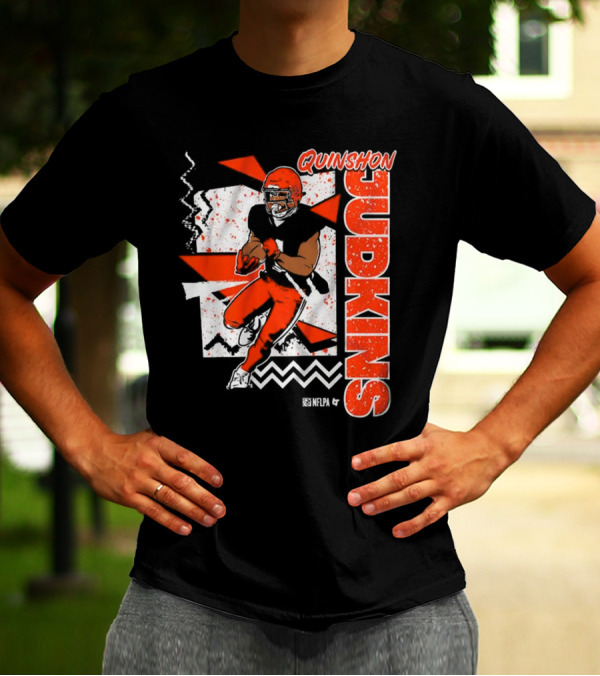 Quinshon Judkins Football 90s Style Bold Zigzag Pattern T-Shirt