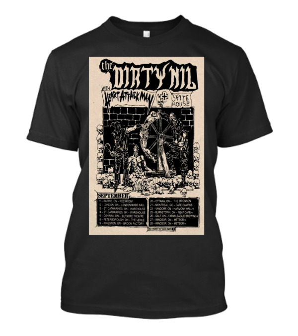 The Dirty Nil Tour 2025 With Heart Attack Man Spite House September Dates Canada Venues Rec Room Barrie London Music Hall T-Shirt