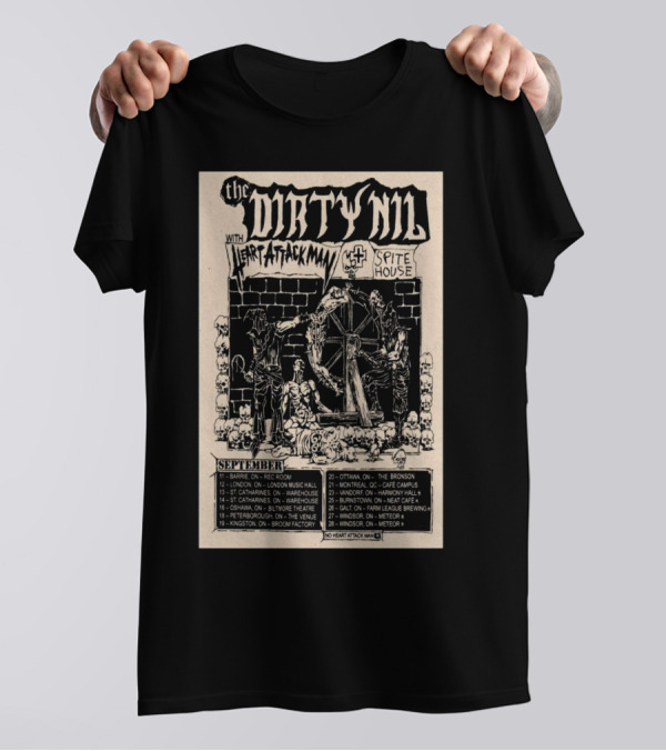 The Dirty Nil Tour 2025 With Heart Attack Man Spite House September Dates Canada Venues Rec Room Barrie London Music Hall T-Shirt