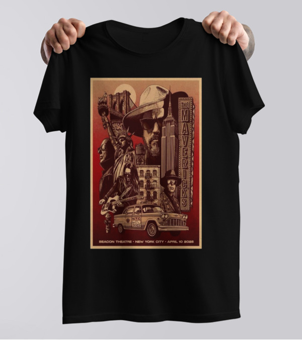 The Mavericks New York City Tour April 10 2025 Beacon Theatre T-Shirt