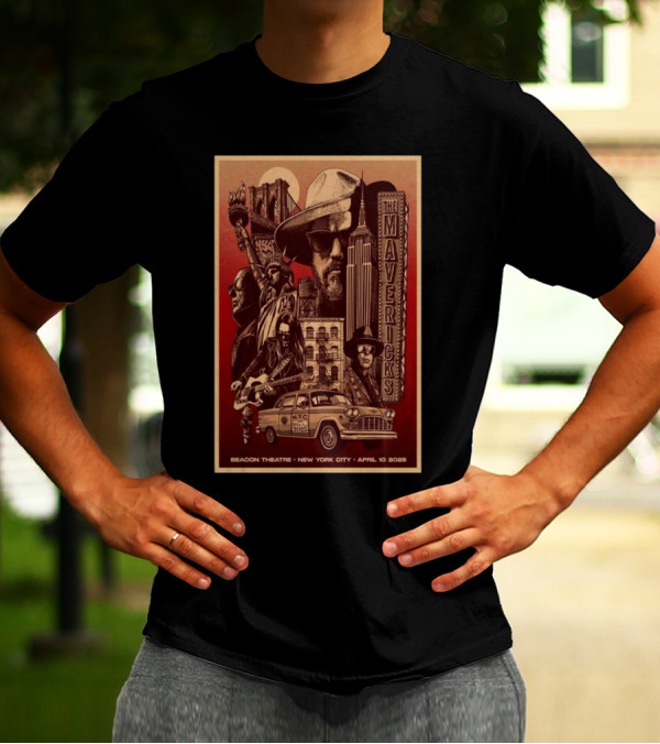 The Mavericks New York City Tour April 10 2025 Beacon Theatre T-Shirt