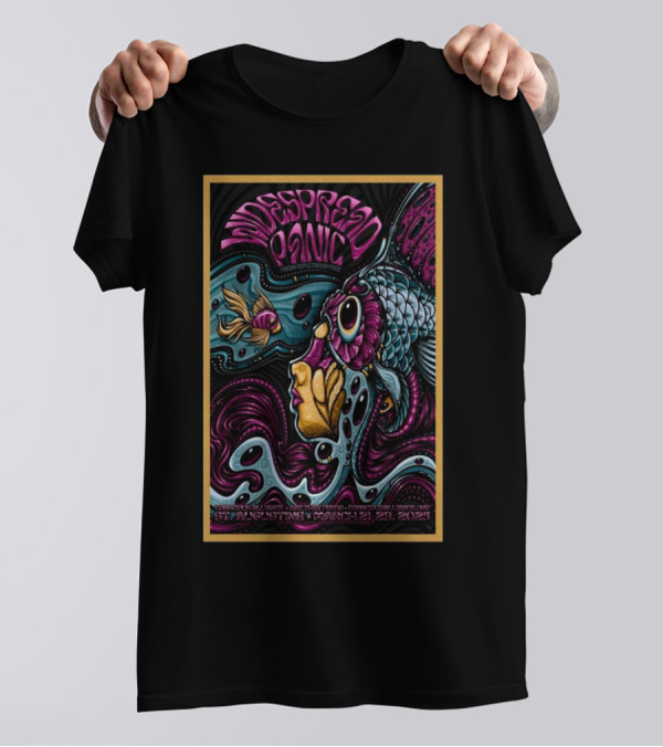 Widespread Panic St. Augustine March 21-23 2025 Amphitheatre Tour With Fish And Psychedelic Artwork T-Shirt