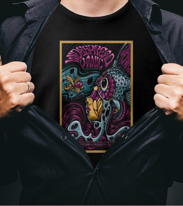 Widespread Panic St. Augustine March 21-23 2025 Amphitheatre Tour With Fish And Psychedelic Artwork T-Shirt