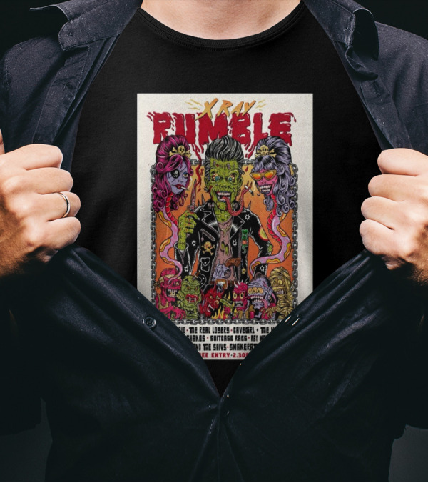 Xray Rumble April 4 2025 Leeds UK X Ray Cat Trio The Real Losers Cavegirl The Neandergals The Mandelbrot Shakes T-Shirt