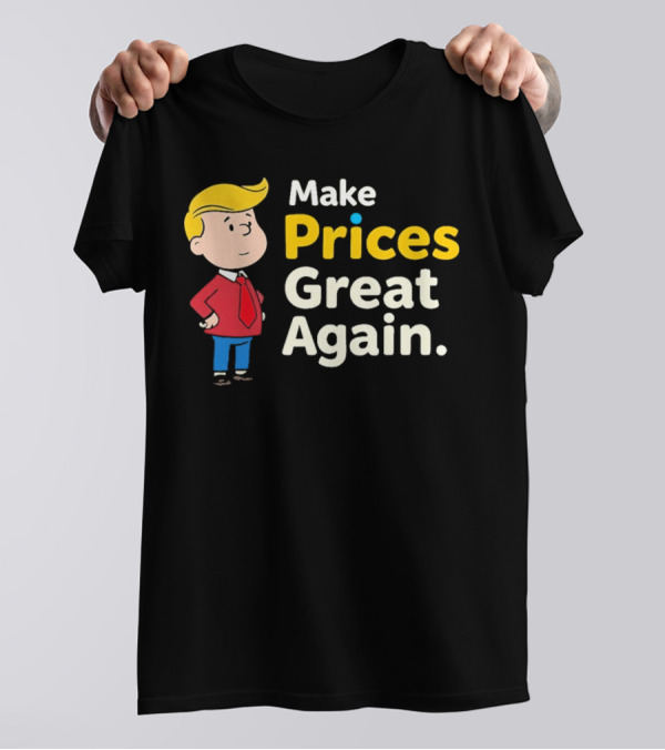 Make Prices Great Again Cartoon Character Red Tie Blue Pants T-Shirt
