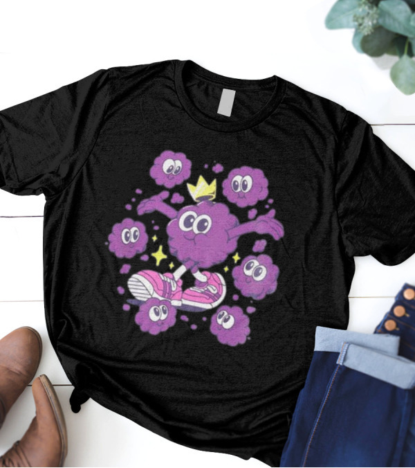 Ranboo Particle Palooza Purple Crowned Character With Sneakers And Sparkles T-Shirt