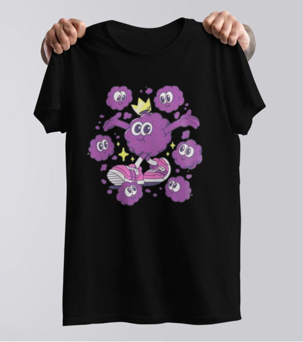 Ranboo Particle Palooza Purple Crowned Character With Sneakers And Sparkles T-Shirt