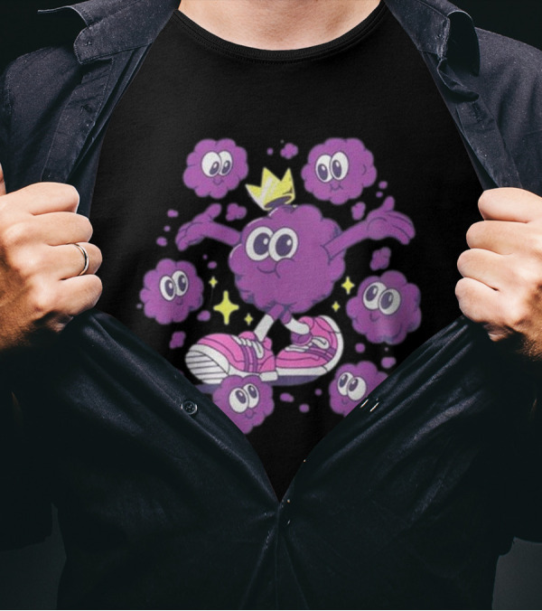 Ranboo Particle Palooza Purple Crowned Character With Sneakers And Sparkles T-Shirt