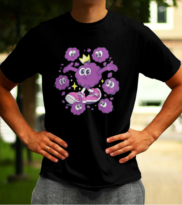 Ranboo Particle Palooza Purple Crowned Character With Sneakers And Sparkles T-Shirt