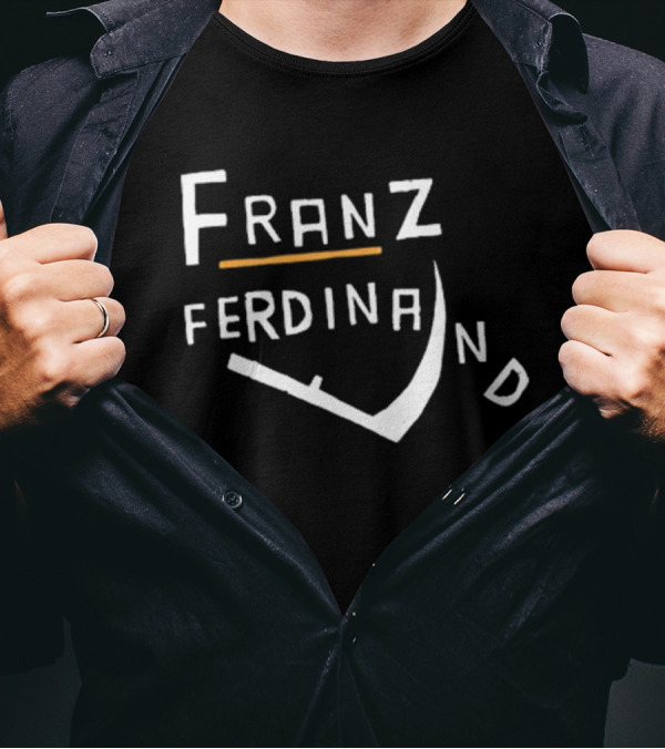 Franz Ferdinand Curved Text Design With Orange Line T-Shirt