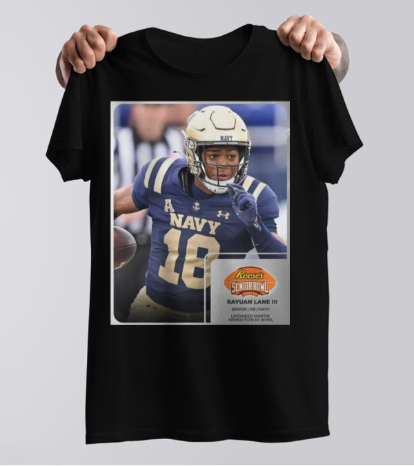 Reese's Senior Bowl Rayuan Lane III Navy Football Lockheed Martin Armed Forces Bowl T-Shirt
