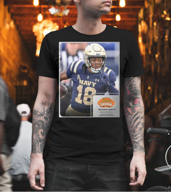 Reese's Senior Bowl Rayuan Lane III Navy Football Lockheed Martin Armed Forces Bowl T-Shirt