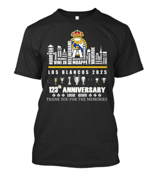 Real Madrid Los Blancos 125th Anniversary 1900-2025 Thank You For The Memories T-Shirt