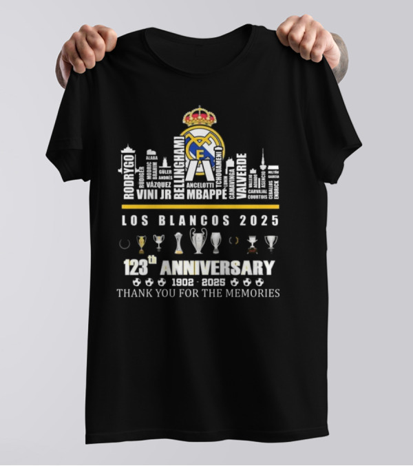 Real Madrid Los Blancos 125th Anniversary 1900-2025 Thank You For The Memories T-Shirt