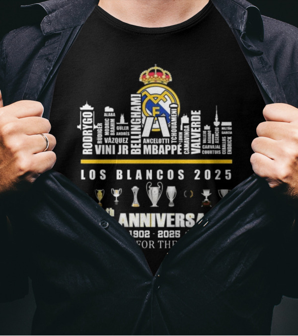 Real Madrid Los Blancos 125th Anniversary 1900-2025 Thank You For The Memories T-Shirt