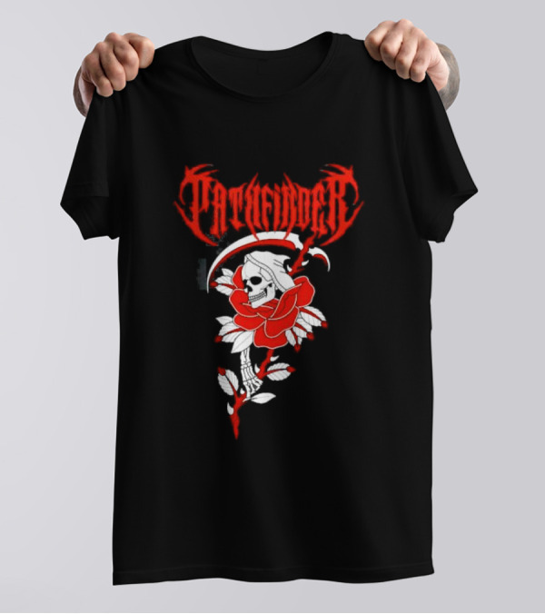 Reaper Skull With Scythe And Red Rose Gothic Aesthetic T-Shirt