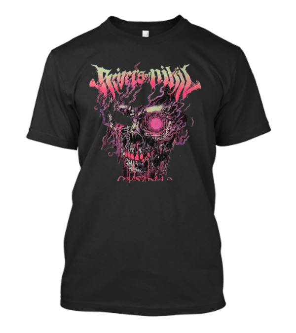 Rivers Of Nihil Skull Art With Pink And Purple Flames T-Shirt